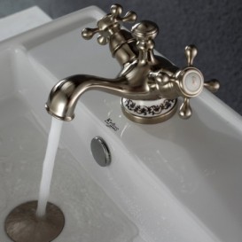 Смеситель для раковины Kraus Apollo двухвентильный латунь сатин KEF-16000BN 