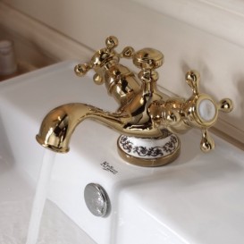 Смеситель для раковины Kraus Apollo двухвентильный латунь золото KEF-16000G 