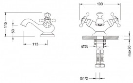 Смеситель для раковины Kraus Apollo двухвентильный латунь темный шоколад KEF-16000-ORB 