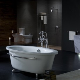 Змішувач двохвентильний Kraus Apollo підлоговий з ручним душем латунь хром KEF-16019CH