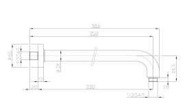 Кронштейн для верхнього душу Bossini 350 мм хром H71000H00030003