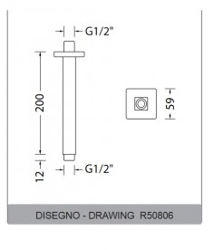 Кронштейн для верхнього душу Eurorama Wellness стельовий 200 мм хром R50806