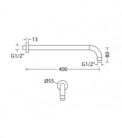 Кронштейн для верхнього душу Eurorama Wellness настінний 200 мм хром R50801C