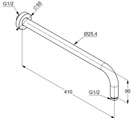 Кронштейн для верхнього душу Kludi A-QA настінний 410 мм метал чорний 6651439-00