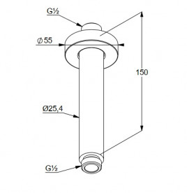 Кронштейн для верхнего душа Kludi A-QA потолочный 150 мм металл черный матовый 6651539-00