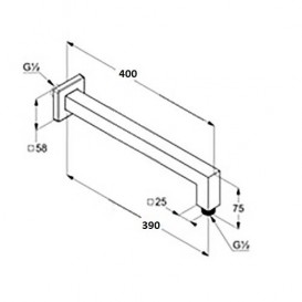 Кронштейн для верхнего душа Kludi A-Qa 400 мм хром 6654405-00