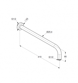 Кронштейн для верхнього душу Kludi A-Qa 400 мм чорний матовий/хром 6651487-00
