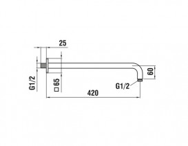 Кронштейн для верхнего душа Laufen настенный 42 см хром HF960108100001