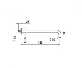 Кронштейн для верхнего душа Laufen настенный 42 см хром HF960109100001