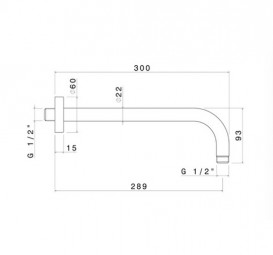 Кронштейн для верхнього душу Vema Wellness steel 30 см нержавіюча сталь V08252AC005