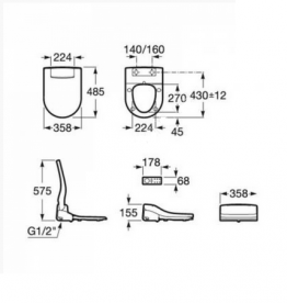 Кришка-біде для унітазу Roca Multiclean 2.2 Premium дюропласт білий A804006001