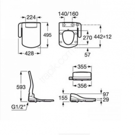 Кришка-біде для унітазу Roca Multiclean 2.2 Square Advance дюропласт білий A804002001