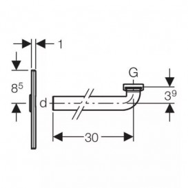Кришка і патрубок Geberit внутрістінного сифона прихованого монтажу пластик хром глянець 115.416.21.1
