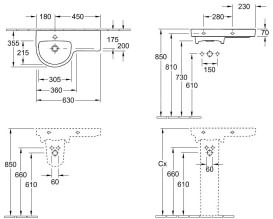 Полупьедестал для раковины Villeroy & Boch Subway 2.0 сантехническая керамика CeramicPlus пергамон 724420R3