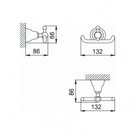 Гачок для ванної Devit Charlestone подвійний латунь бронза 8010142B
