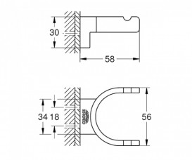 Крючок для ванной Grohe Selection двойной металл темный графит матовый 41049AL0