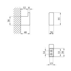 Гачок для ванної кімнати Kroner Edelstahl Kubus-SCH3905-1 одинарний нержавіюча сталь чорний CV025645