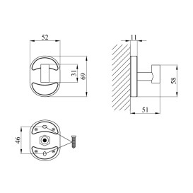 Крючок для ванной Kroner Elbe-ACC2905-1 одинарный металл хром CV022858
