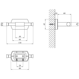 Крючок для ванной Kroner KRM Graz-C95601 двойной цинк хром CV035529