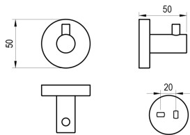 Гачок для ванної кімнати Ravak Kona KN 110 одинарний графіт матовий X07P1325