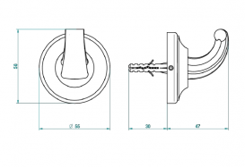 Гачок для ванної THG Broadway a Manettes одинарний золото A04 D03 00508