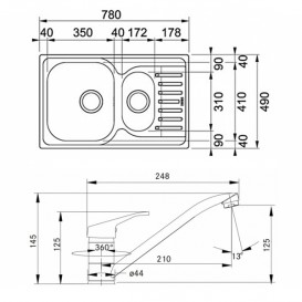 Кухонна мийка Franke Polar PXL 651-78 декор і змішувач Narew 35 Plus нержавіюча сталь 101.0444.132