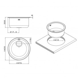 Кухонная мойка круглая Apell Circum с донным клапаном и сифоном нержавеющая сталь Brushed CIVIIBC