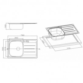 Кухонна мийка прямокутна Apell Oceano LEFT з донним клапаном і сифоном нержавіюча сталь Matt OH791ILPC