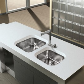 Кухонная мойка квадратная Apell Ferrara Plus встраиваемая под столешницу с сифоном нержавеющая сталь Вrushed FEM40UBC