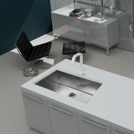 Кухонна мийка прямокутна Apell Amalthea з донним клапаном і сифоном нержавіюча сталь Satin SQ72ISC