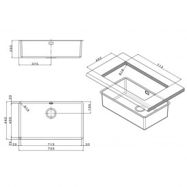 Кухонна мийка прямокутна Apell Ferrara Plus вбудована під стільницю з сифоном нержавіюча сталь Вrushed FEM71UBC
