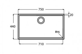 Кухонна мийка прямокутна Apell Ferrara Plus вбудована під стільницю з сифоном нержавіюча сталь Вrushed FEM71UBC