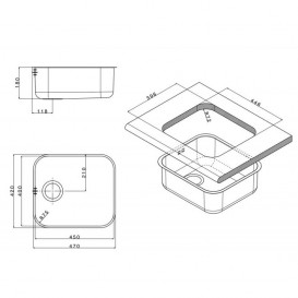 Кухонная мойка прямоугольная Apell Ferrara встраиваемая под столешницу с сифоном нержавеющая сталь Linen FE450UAC