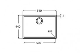 Кухонная мойка прямоугольная Apell Ferrara Zero встраиваемая под столешницу с сифоном нержавеющая сталь Satin FEQ50USC