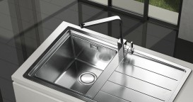 Кухонна мийка прямокутна Apell Linear Plus RIGHT з донним клапаном і сифоном нержавіюча сталь Brushed LNP1001FRBC