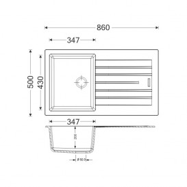 Кухонная мойка прямоугольная Apell Pietra Plus RIGHT/LEFT с сифоном гранит черный PTPL861GB