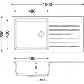 Кухонная мойка прямоугольная Apell Pietra Plus RIGHT/LEFT с сифоном гранит белый PTPL1001GW