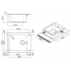 Кухонная мойка прямоугольная Apell Torino с донным клапаном и сифоном нержавеющая сталь Linen TO58IAC