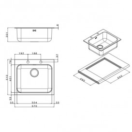 Кухонна мийка прямокутна Apell Torino з донним клапаном і сифоном нержавіюча сталь Brushed TOG571IBC