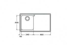 Кухонна мийка прямокутна Apell Venezia LEFT з донним клапаном і сифоном нержавіюча сталь Linen VE861ILAC