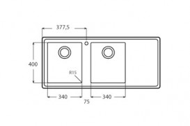 Кухонна мийка прямокутна подвійна Apell Linear Plus RIGHT з донним клапаном і сифоном нержавіюча сталь Brushed LNP1162FRBC