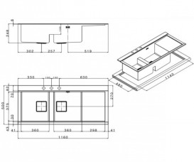 Кухонная мойка прямоугольная на две чаши с двумя белыми стеклянными поверхностями Apell Sinphonia нержавеющая сталь PD1162IRKITW