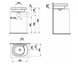 Раковина для ванной подвесная Laufen коллекция Mimo бело-розовая H8105560451041