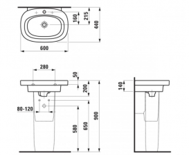 Раковина для ванной накладная Laufen коллекция Mimo бело-розовая H8115530451041