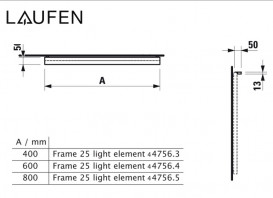 LED подсветка горизонтальная Laufen Frame 25 60 см черный матовый H4475649004501