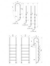 Сходи в басейн Laris Chamboard 600 мм 4 ступені 71401007