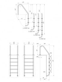 Лестница в бассейн Laris Trianon 600 мм 4 ступени 71401015