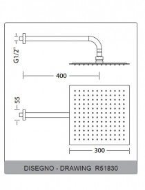 Лейка для верхнего душа Eurorama Wellness 300х300 мм с держателем сталь R51830