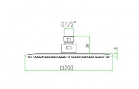 Лейка для верхнего душа Fiore тонкая квадратная 20х20 см хром 35000461