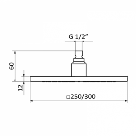 Лейка для верхнього душа GRB Hidromasaje Square один режим хром 058153